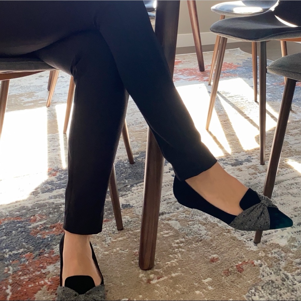 Anthropologie Knotted Bow Pointed Suede Flats